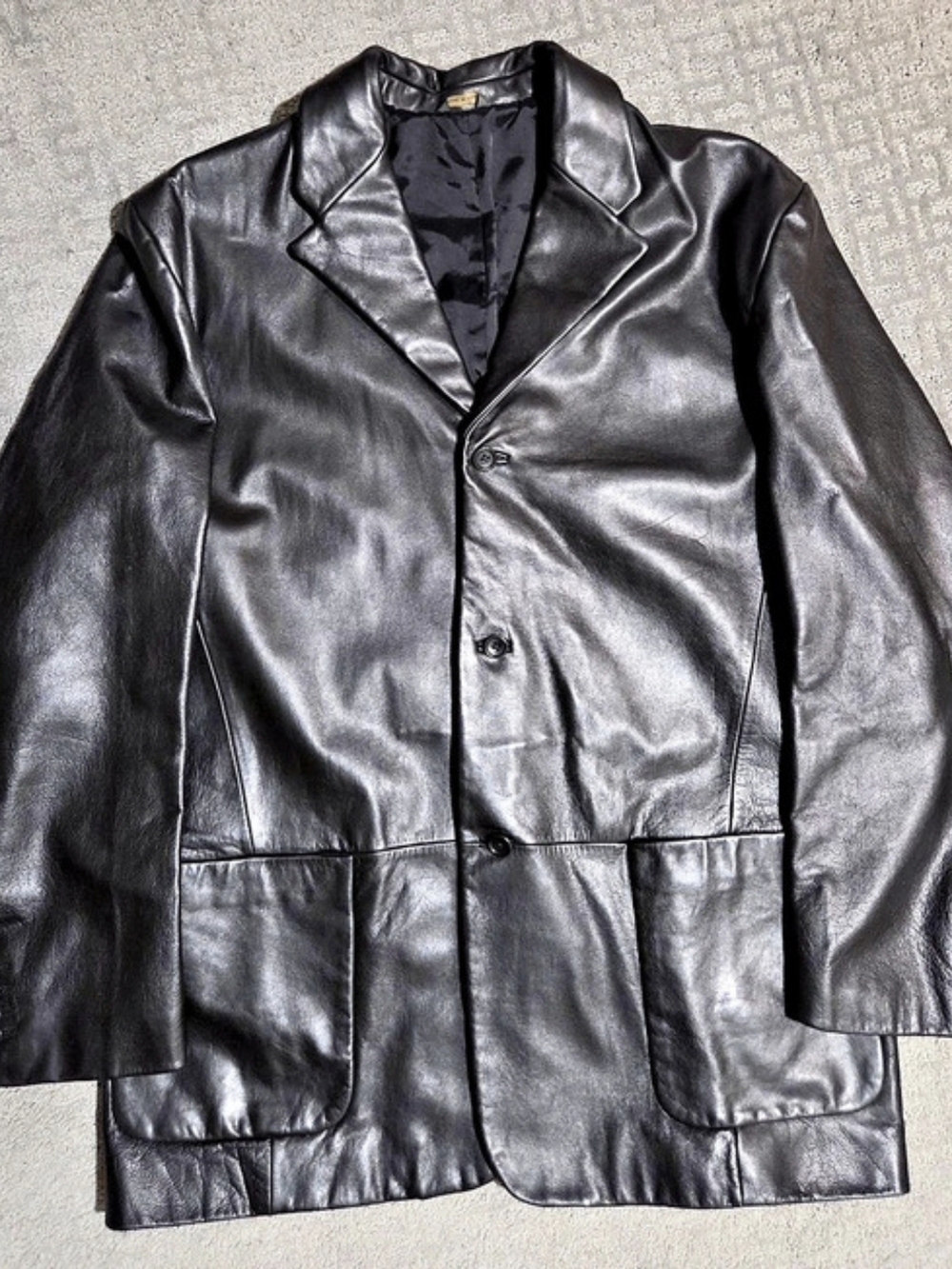 Banana Republic Men's Leather Blazer Jacket in Black XL New (Vintage 2001)